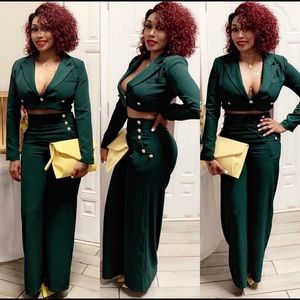 Green two piece pants set